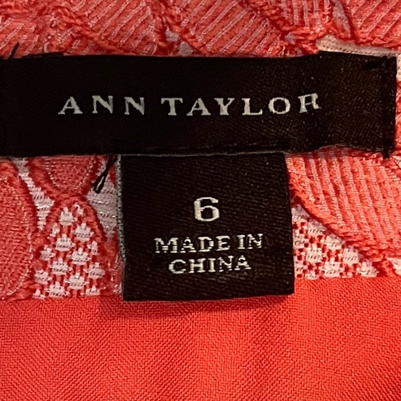 Ann Taylor Orange White Raised Floral Dress Size 6 - Picture 9 of 14